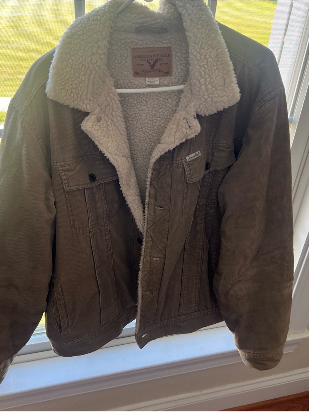 Y2K American Eagle Outfitters Jacket Mens Small Light Brown Beige Corduroy XL